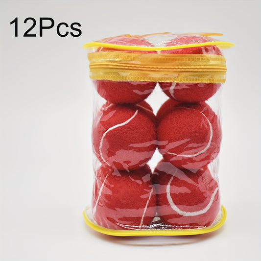 12pcs Portable Durable Tennis Rubber Ball for Beginners Red