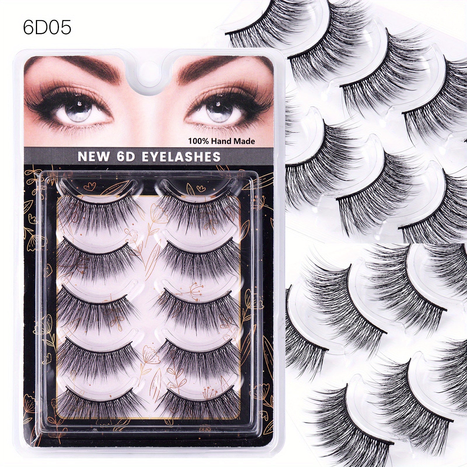 5 Pairs 6D Cross False Eyelashes Natural Curling Eye Lashes