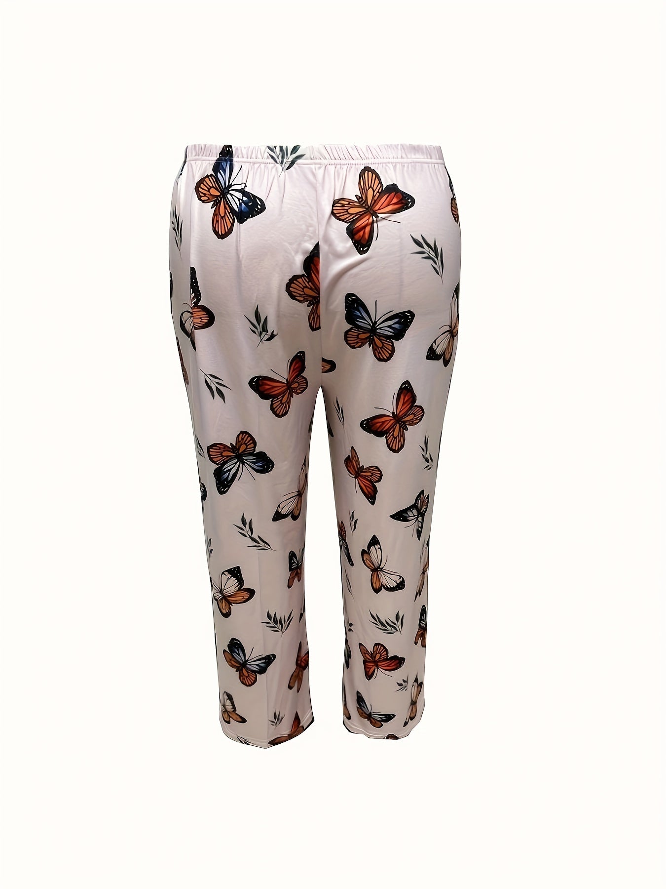  Butterfly Print Long Sleeve Pajama Set