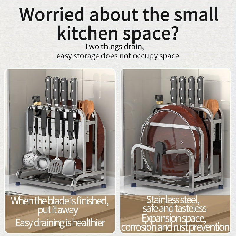 Stainless Steel Cutting Board Organizer with Hooks