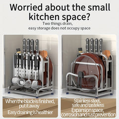 Stainless Steel Cutting Board Organizer with Hooks