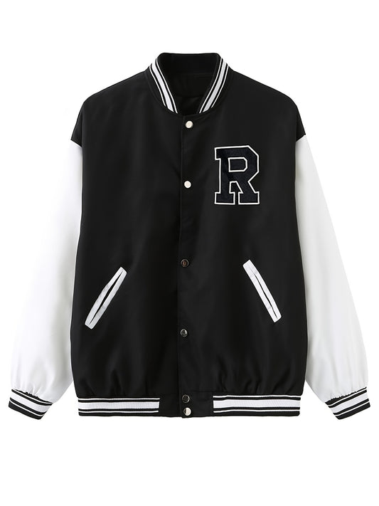 Women's R Letter Print Long Sleeve Jacket