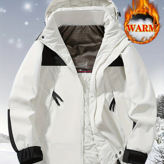 Men's Block Hooded Jacket for Autumn and Winter