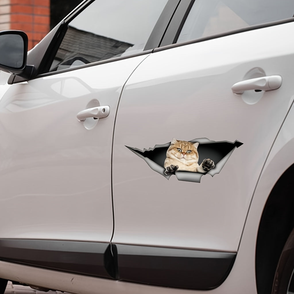 1pc Cat Car Sticker Animal Car Sticker Cartoon Decoration Sticker