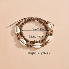 Boho Shell Beaded Anklet Set Beach Foot Jewelry