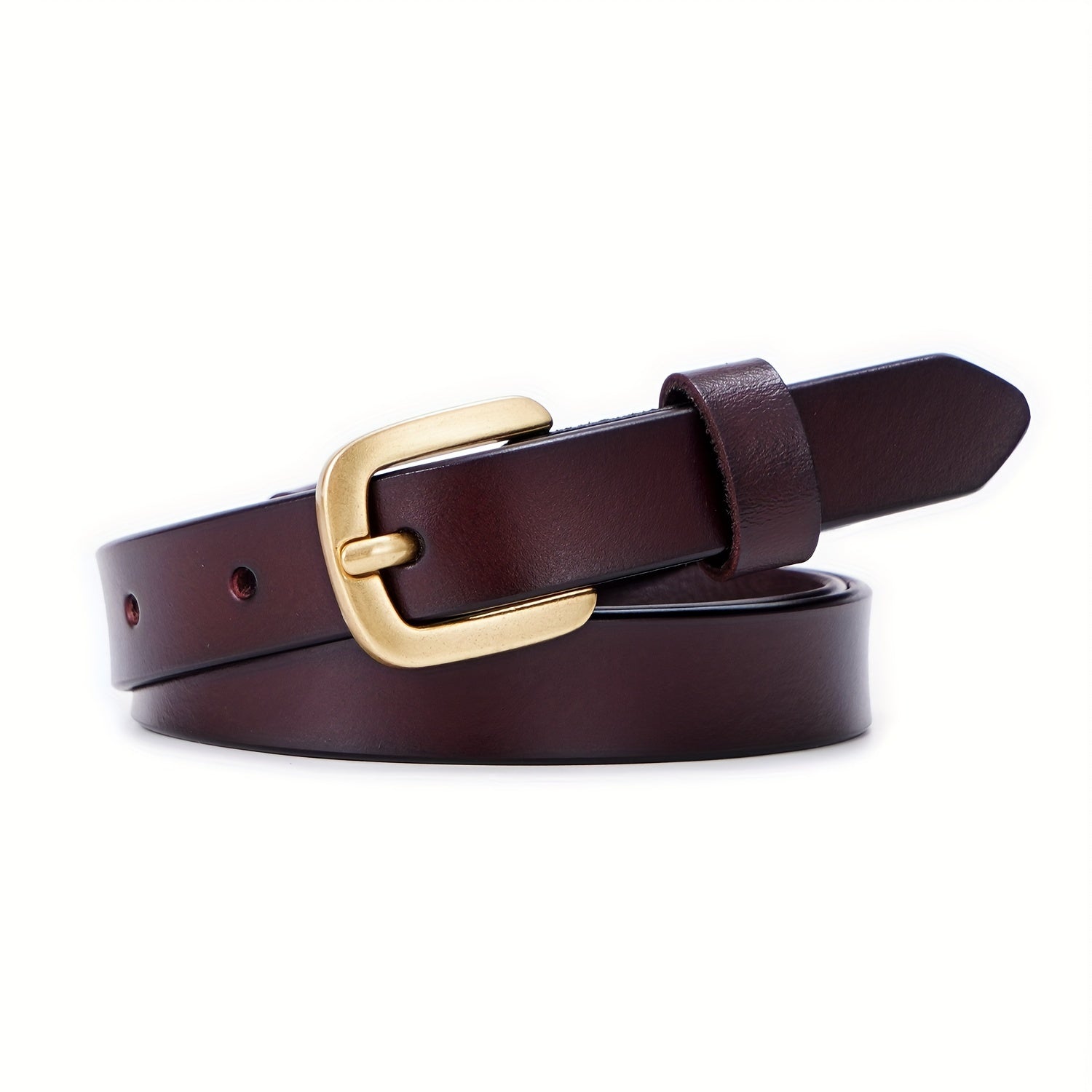 Vintage Cowhide Leather Belt Casual Thin Waist Belt Jeans Pants Accessories