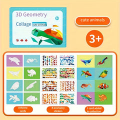 Children's 3D Geometric Puzzle Set DIY Sticker Toys for Kids Aged 3