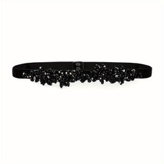 Vintage Crystal Girdle Rhinestone Elastic Belt Waistband for Women