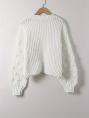 Solid Lantern Sleeve Knitted Pullover Jumper