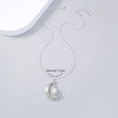 Moon Pendant Necklace Glowing Night Adjustable Neck Chain Women Party Clothing