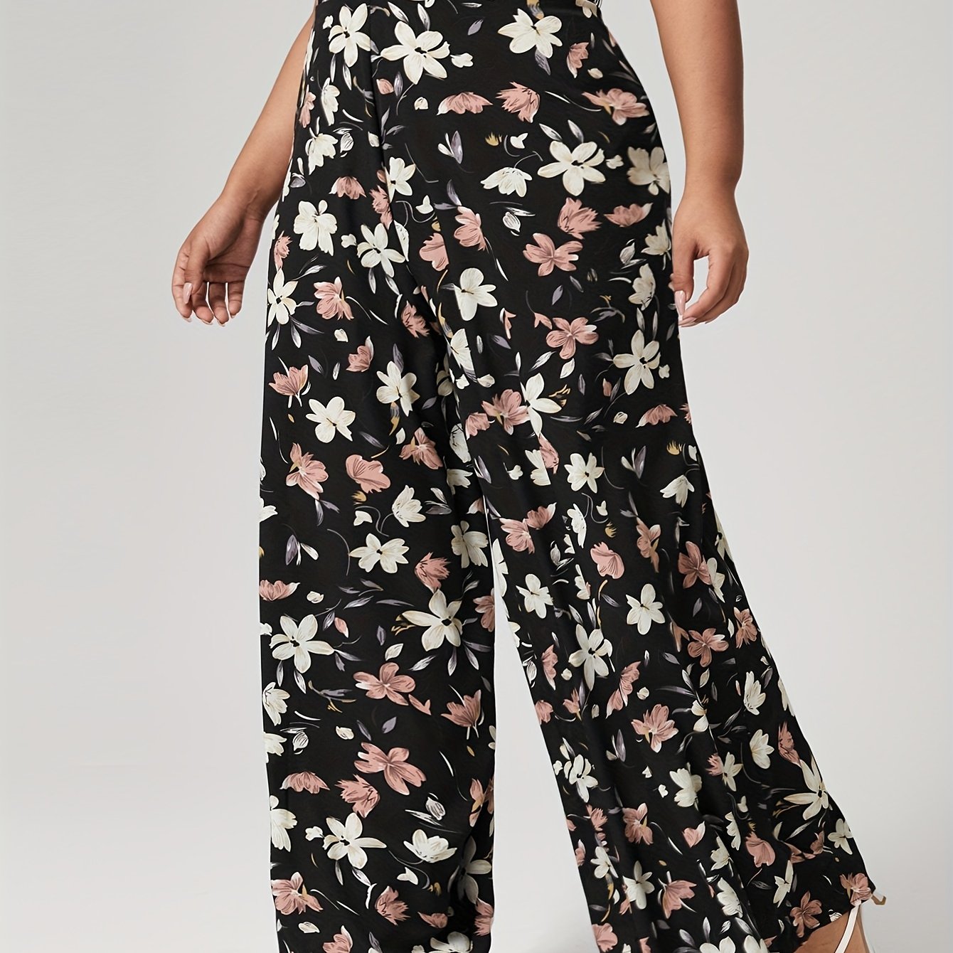  Boho Floral Print Wide Leg Trousers