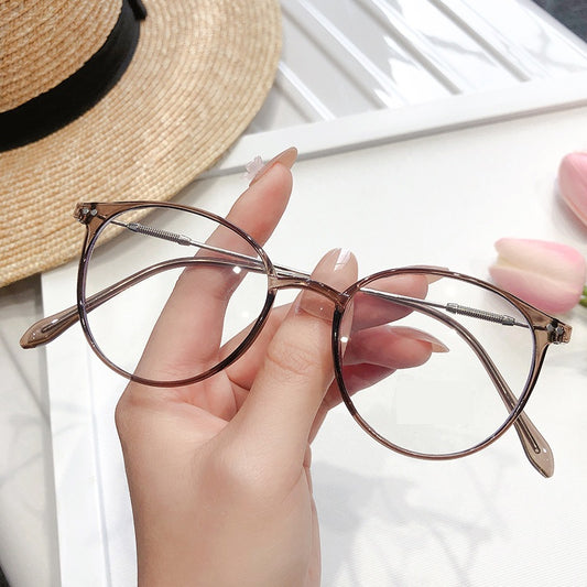 Vintage Round Light Blocking Glasses For Women Computer Glasses Oversize Eyewear