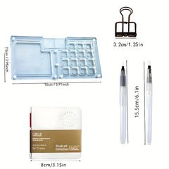 5pcs Mini Acrylic Painting Kit w/ Palette, Brushes, Clip, Sketchbook