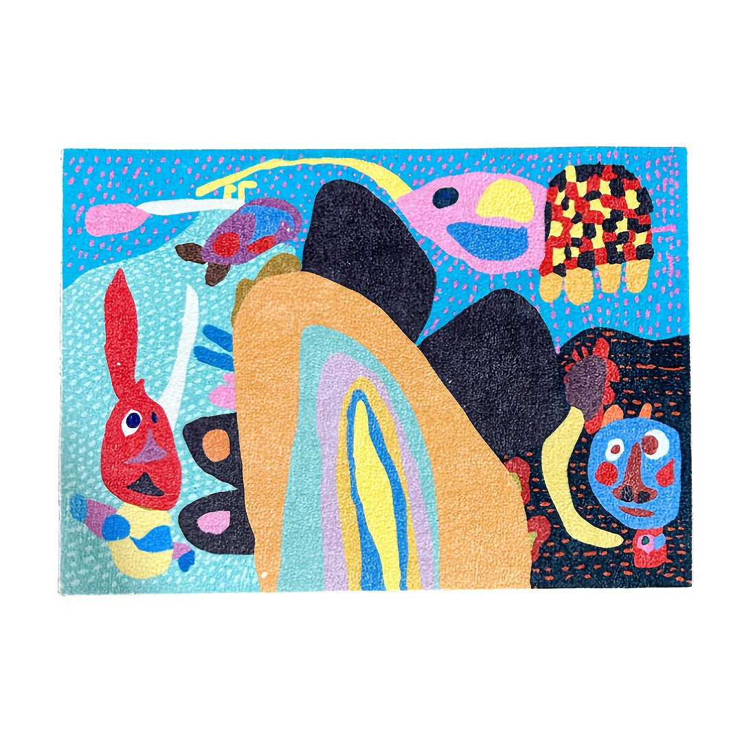 Mini Dollhouse Mat Whimsical Forest & Mushroom, Mixed Colors, Durable Polyamide