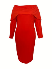  Off Shoulder Long Sleeve Bodycon Dress