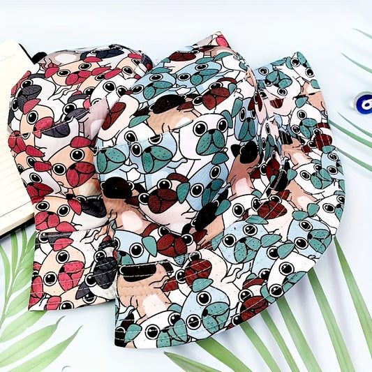 Kids Puppy Doodle Bucket Hat Double Sided Foldable Sun Hat