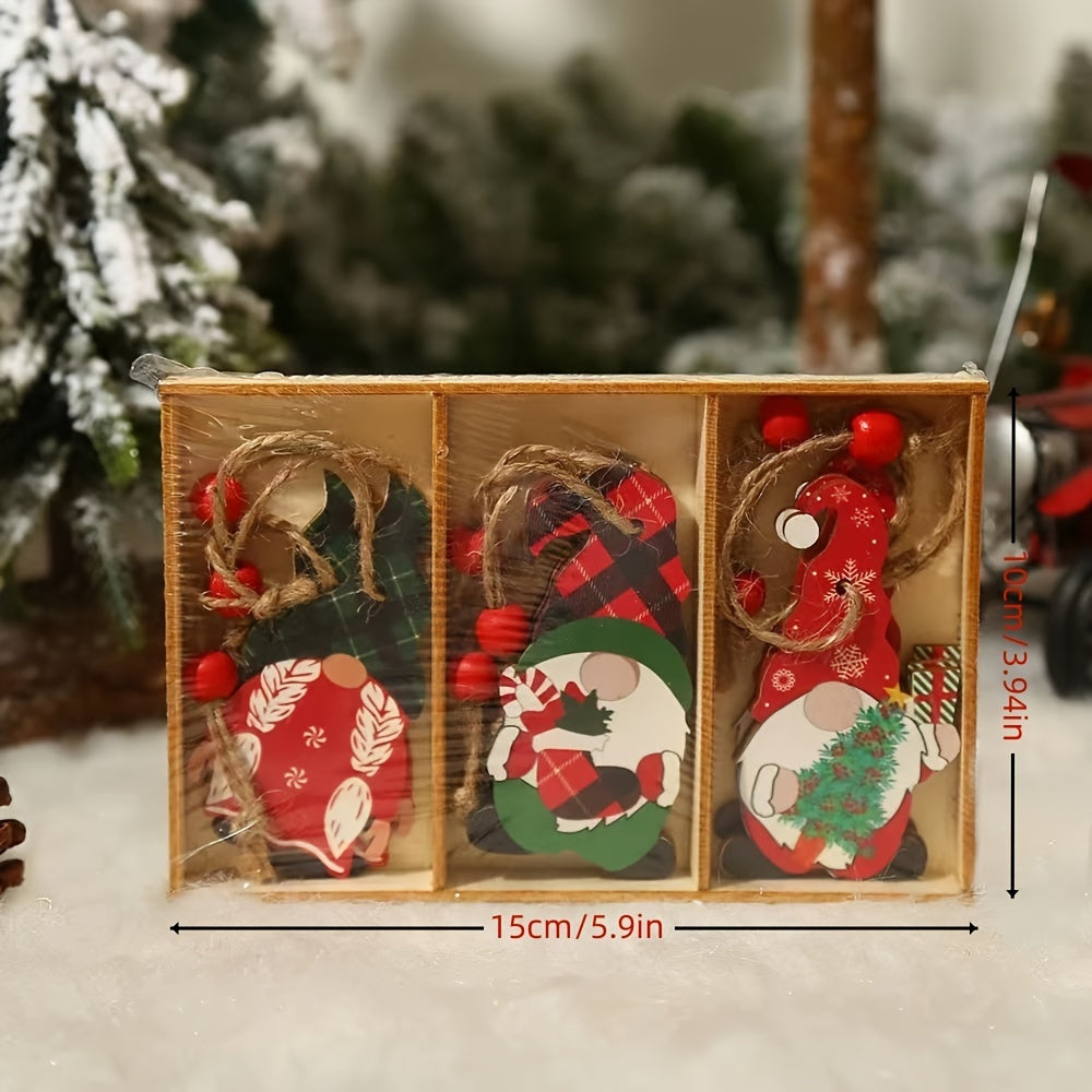 9pcs Christmas Wooden Hanging Box for Decorating and Gifting
