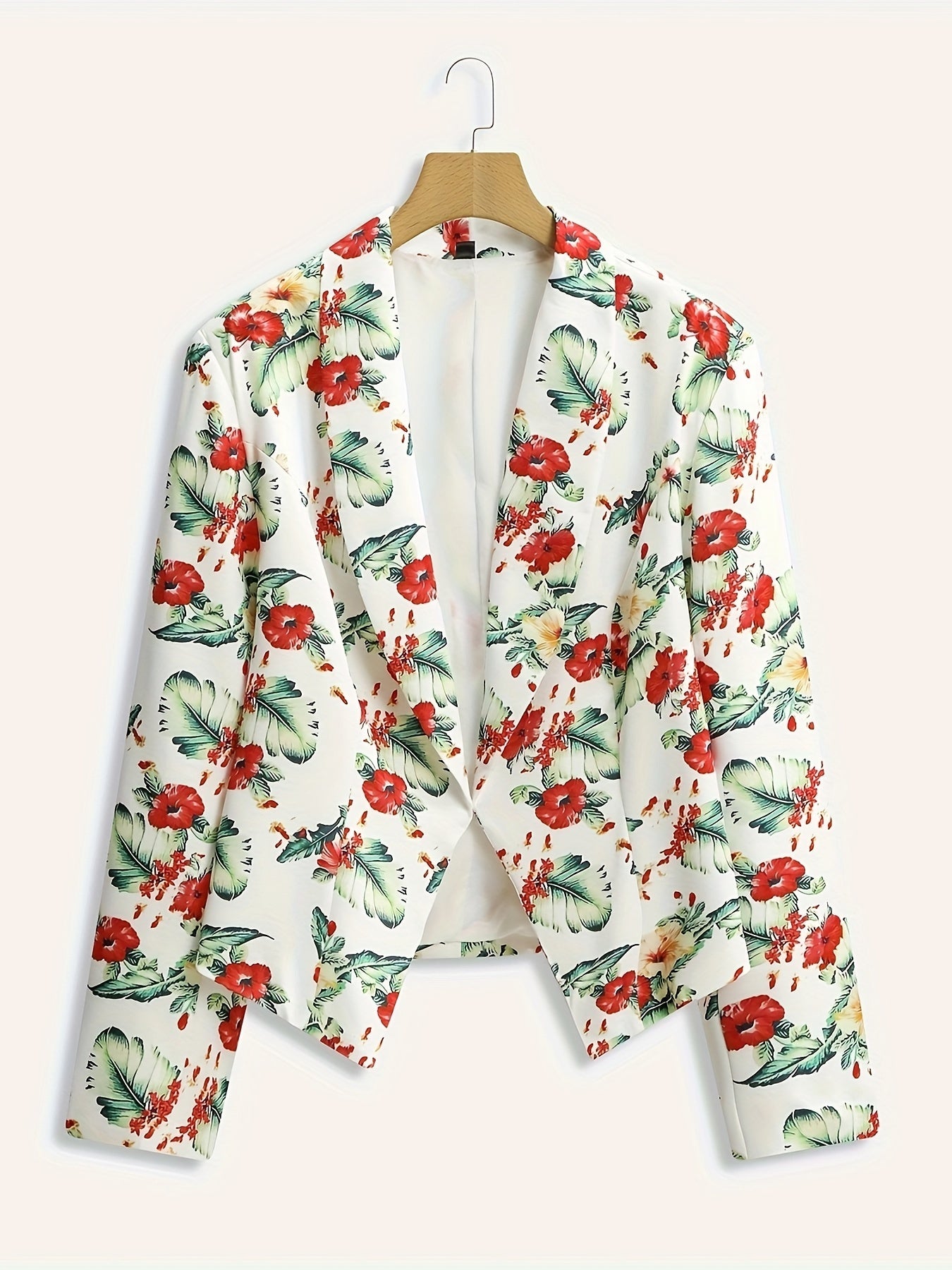  Floral Print Long Sleeve Blazer