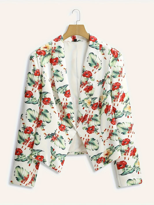  Floral Print Long Sleeve Blazer