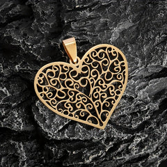 Stainless Steel Heart Pendant Necklace with Tree of Life Unisex Jewelry