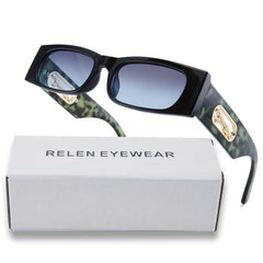 Leopard Rectangle Sunglasses Retro 90s Vintage UV400 Sun Shades