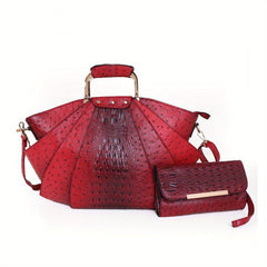 Crocodile Pattern Handbag Set Women's Stylish Shoulder Bag & Clutch Bag