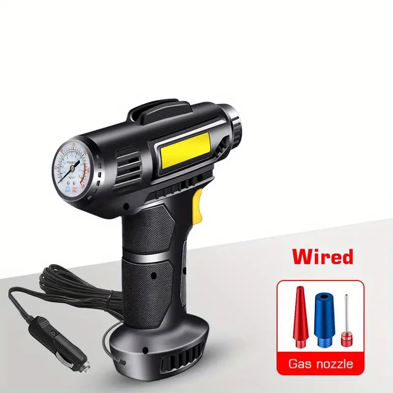 120W Car Air Compressor Handheld Tire Inflator LED Lights
