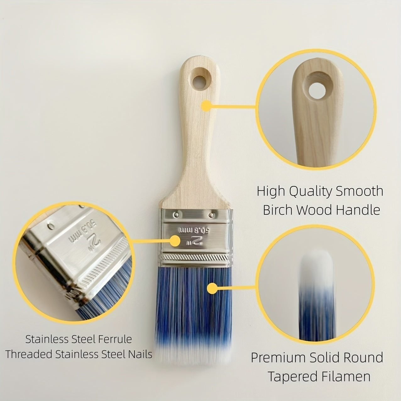 1pc 5.08cm Short Handle Paint Brush for Various Surfaces