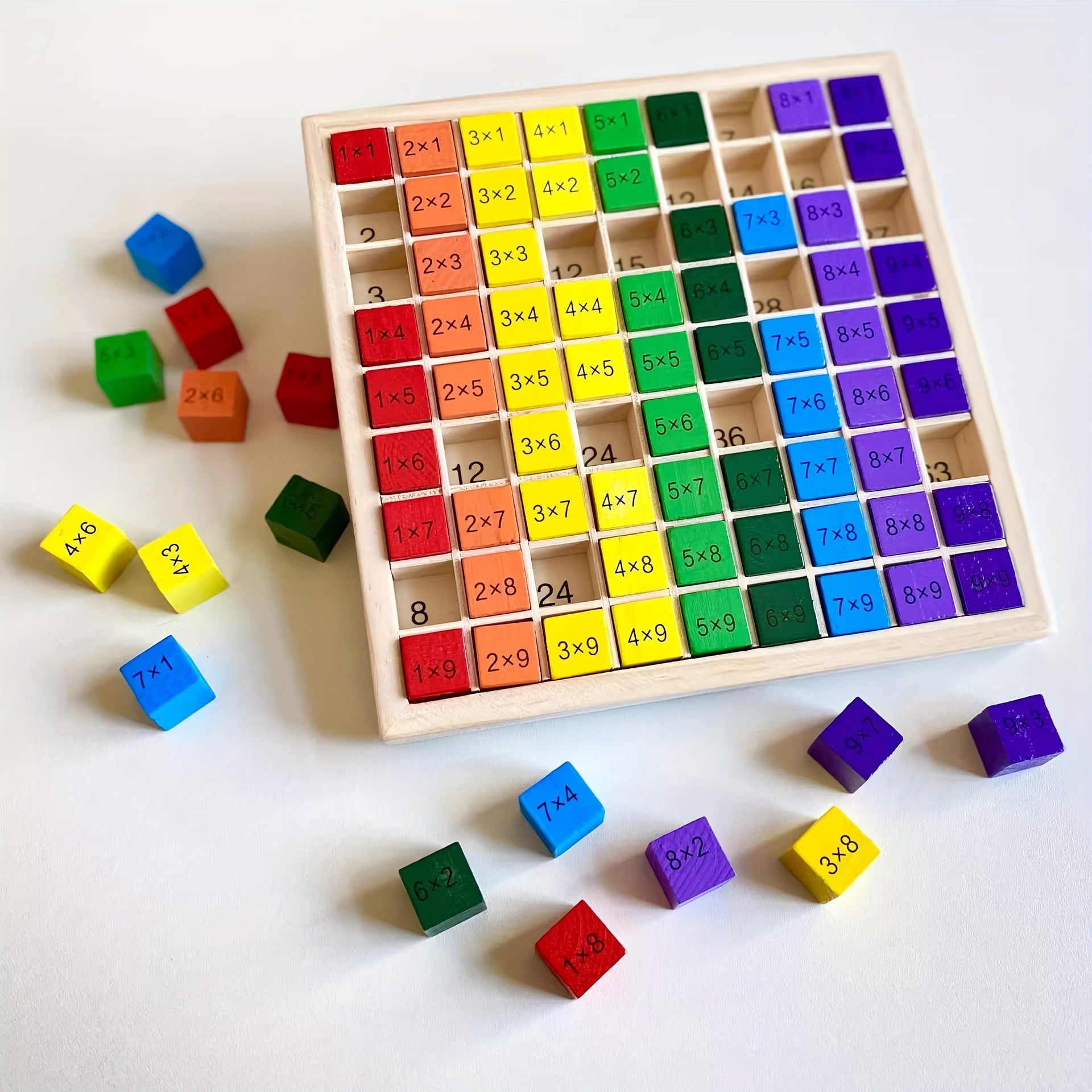 Wooden Multiplication Cube Puzzle Educational Math Learning Toy