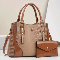 Vintage Crocodile Embossed PU Leather Handbags Set