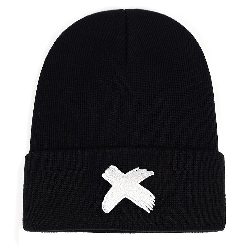 Men's X Embroidered Soft Knitted Winter Warm Hat