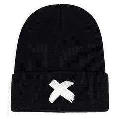 Men's X Embroidered Soft Knitted Winter Warm Hat