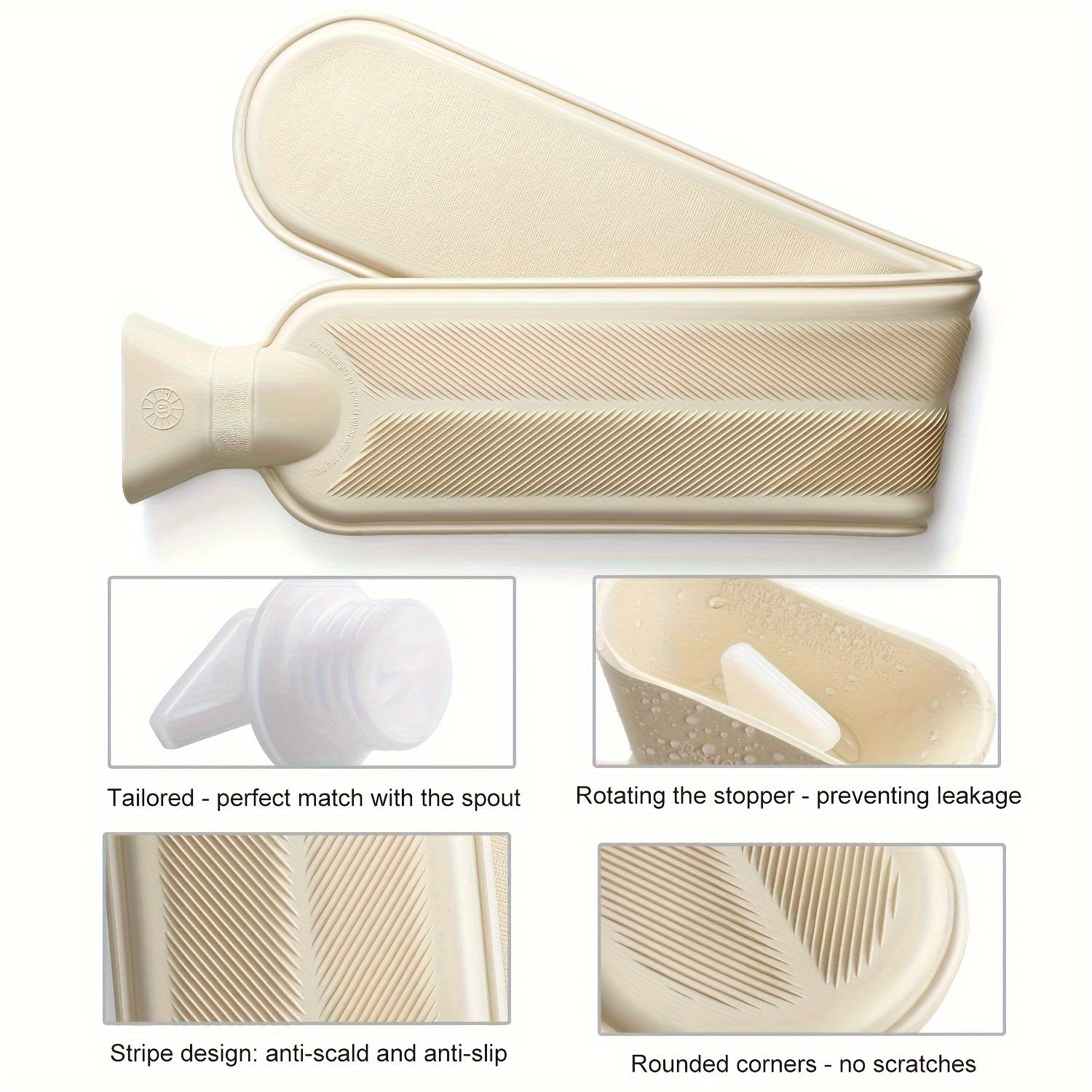 Rubber Hot Water Bottle 1.0L Winter Hand Warmer Christmas Gift