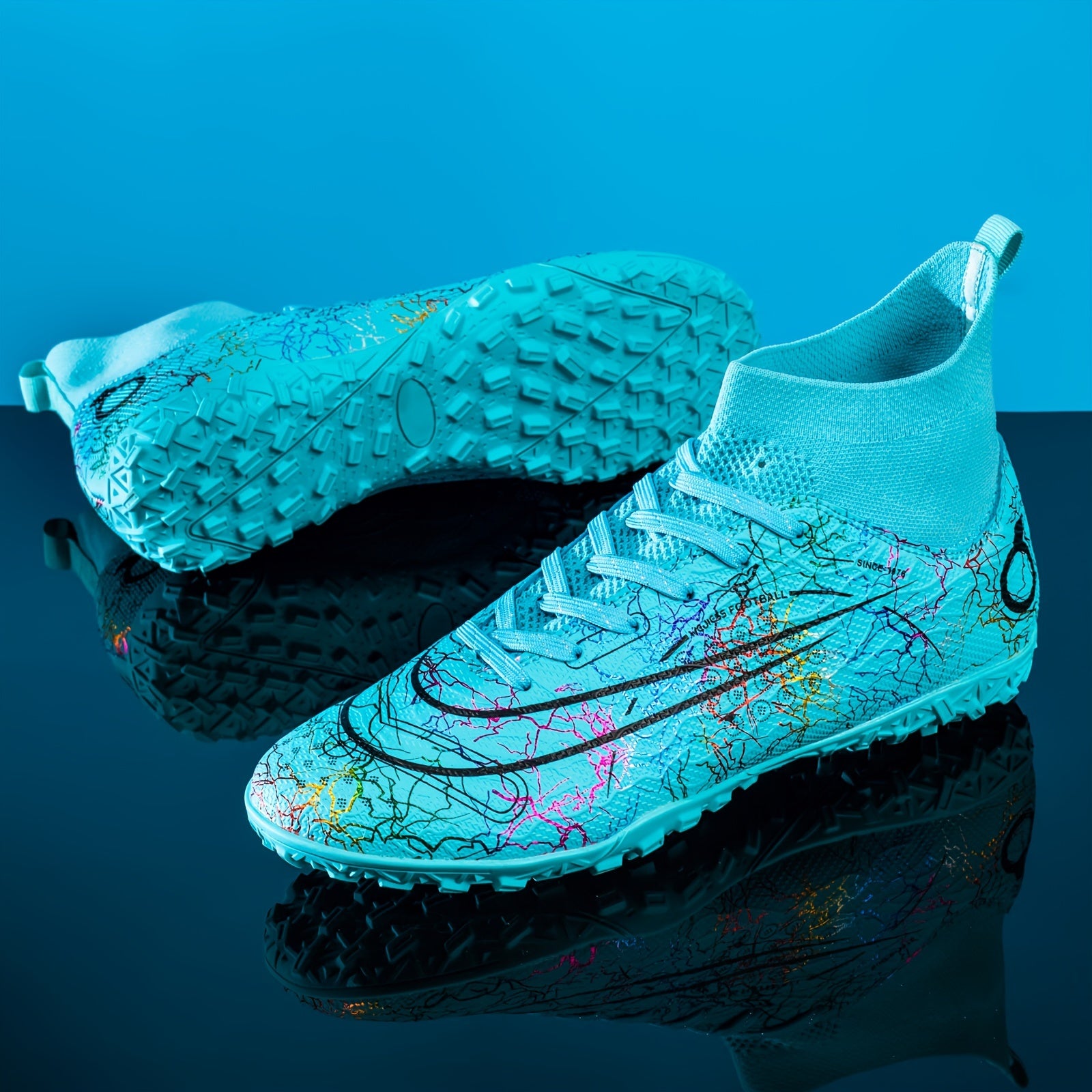 Boy's High Top Turf Football Boots TF Soccer Cleats