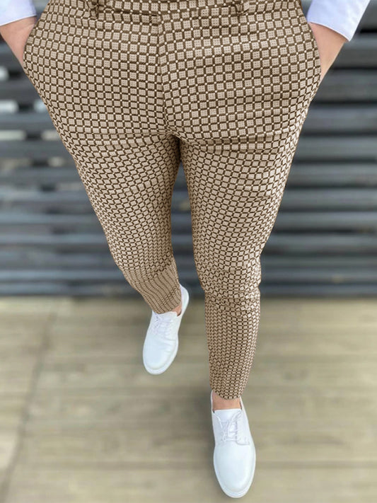 Men's Casual Checkered Slim Fit Pants