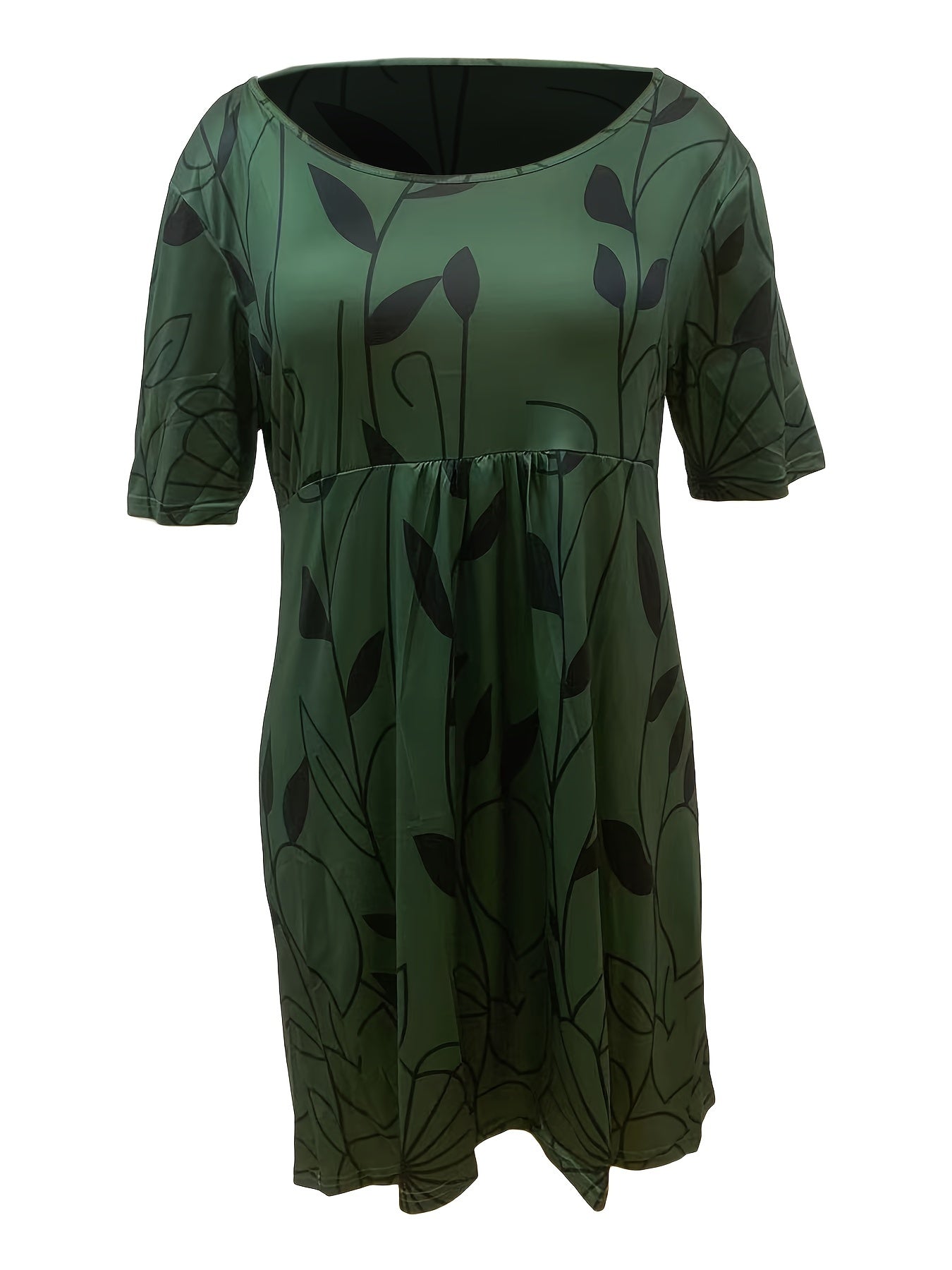  Floral Print Short Sleeve Dress Medium Stretch