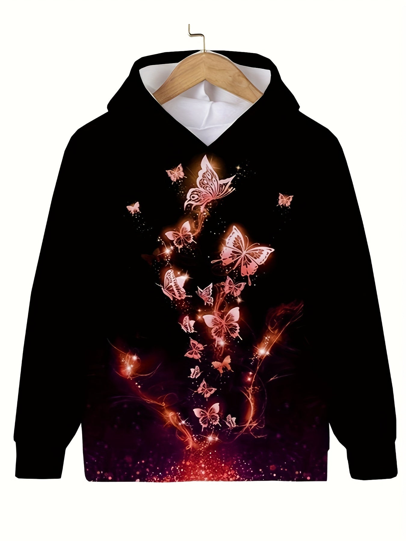 3D Butterfly Graphic Hooded Sweatshirt for Girls and Boys