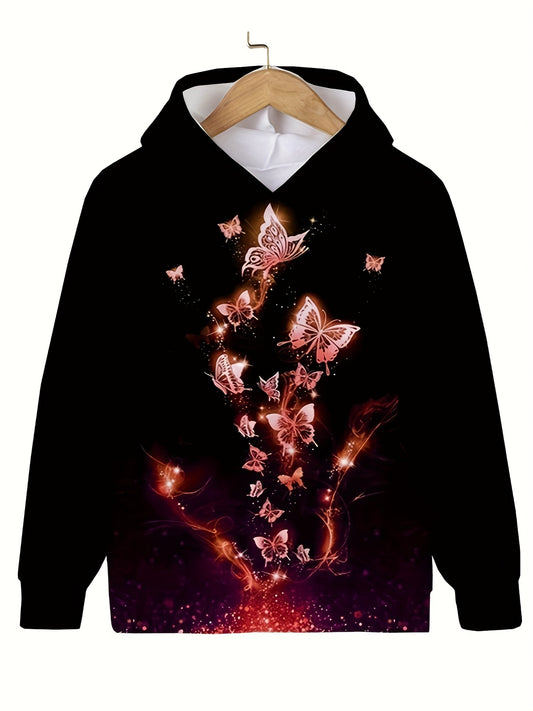 3D Butterfly Graphic Hooded Sweatshirt for Girls and Boys