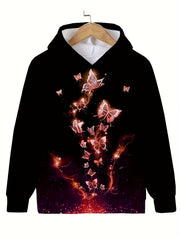 3D Butterfly Graphic Hooded Sweatshirt for Girls and Boys