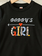Daddy's Girl Print Crew Neck Sweatshirt Top For Girls