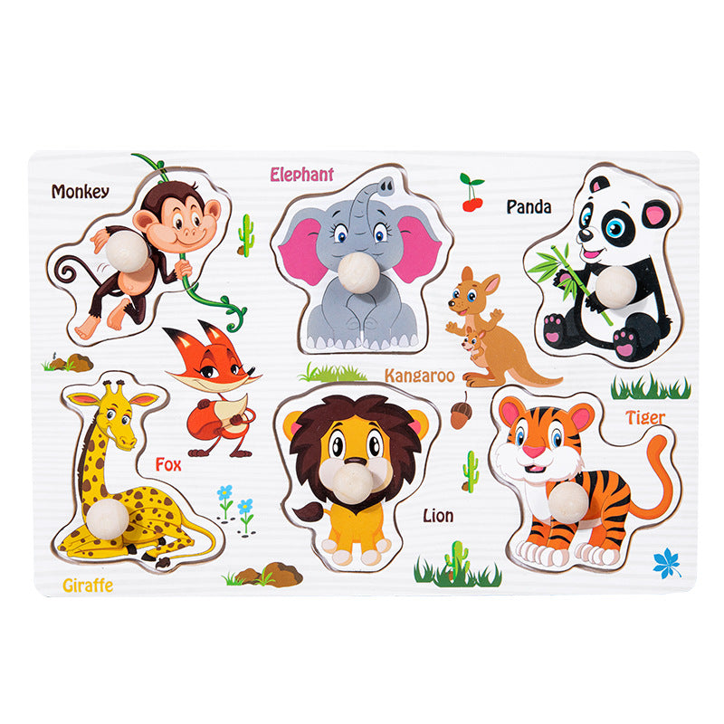 Kids Educational Wooden Puzzles Montessori Animal Fruit Shape Jigsaw