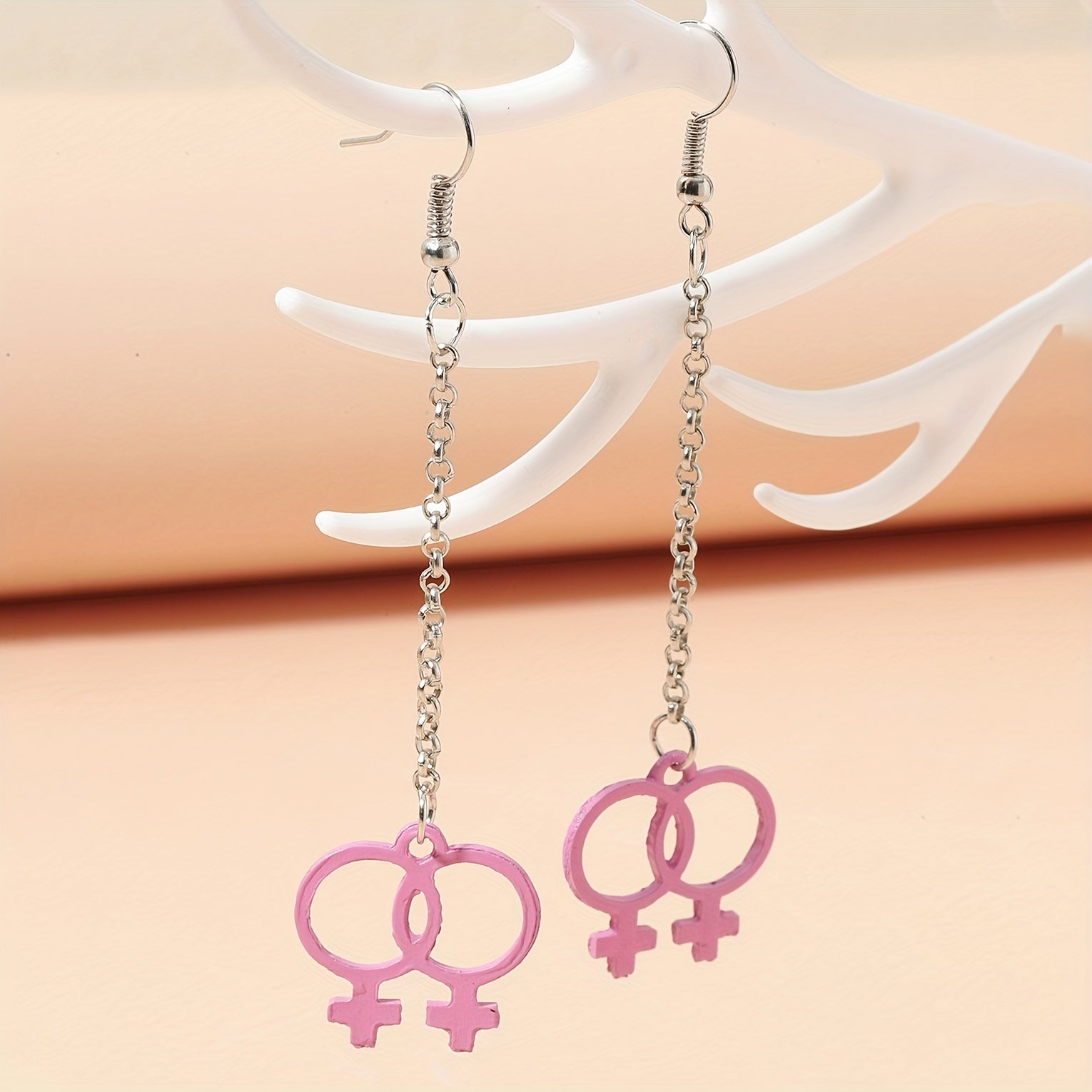 Girl Symbol Long Chain Dangle Earrings Minimalist Style Alloy Jewelry Gift