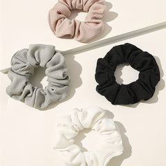 4pcs Ribbed Scrunchies Hair Rope Ponytail Holder Accessories Girls