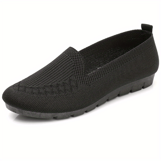 Women's Knit Flat Shoes Soft Sole Slip On Comfortable Walking Flats