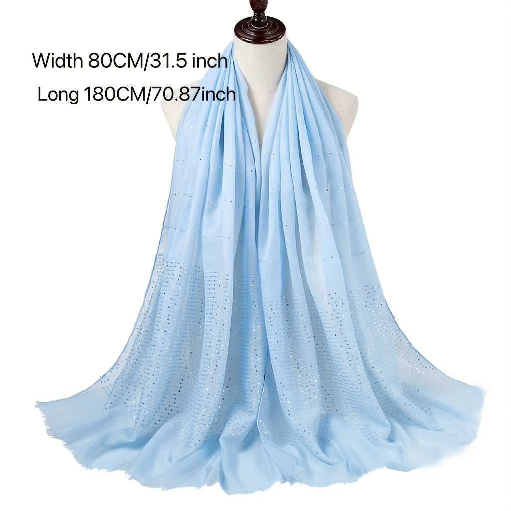 Solid Tassel Muslin Hijab Headband Thin Breathable Shawl
