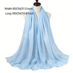 Solid Tassel Muslin Hijab Headband Thin Breathable Shawl