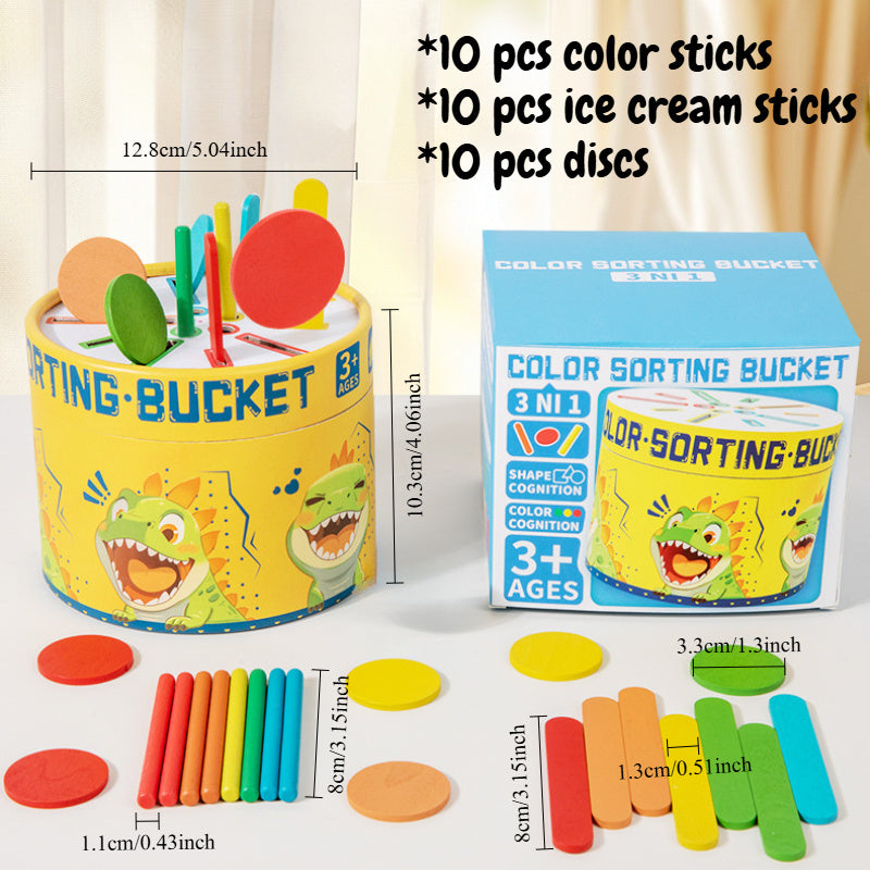 Wooden Sorting & Shape Matching Puzzle with 10 Sticks & Discs