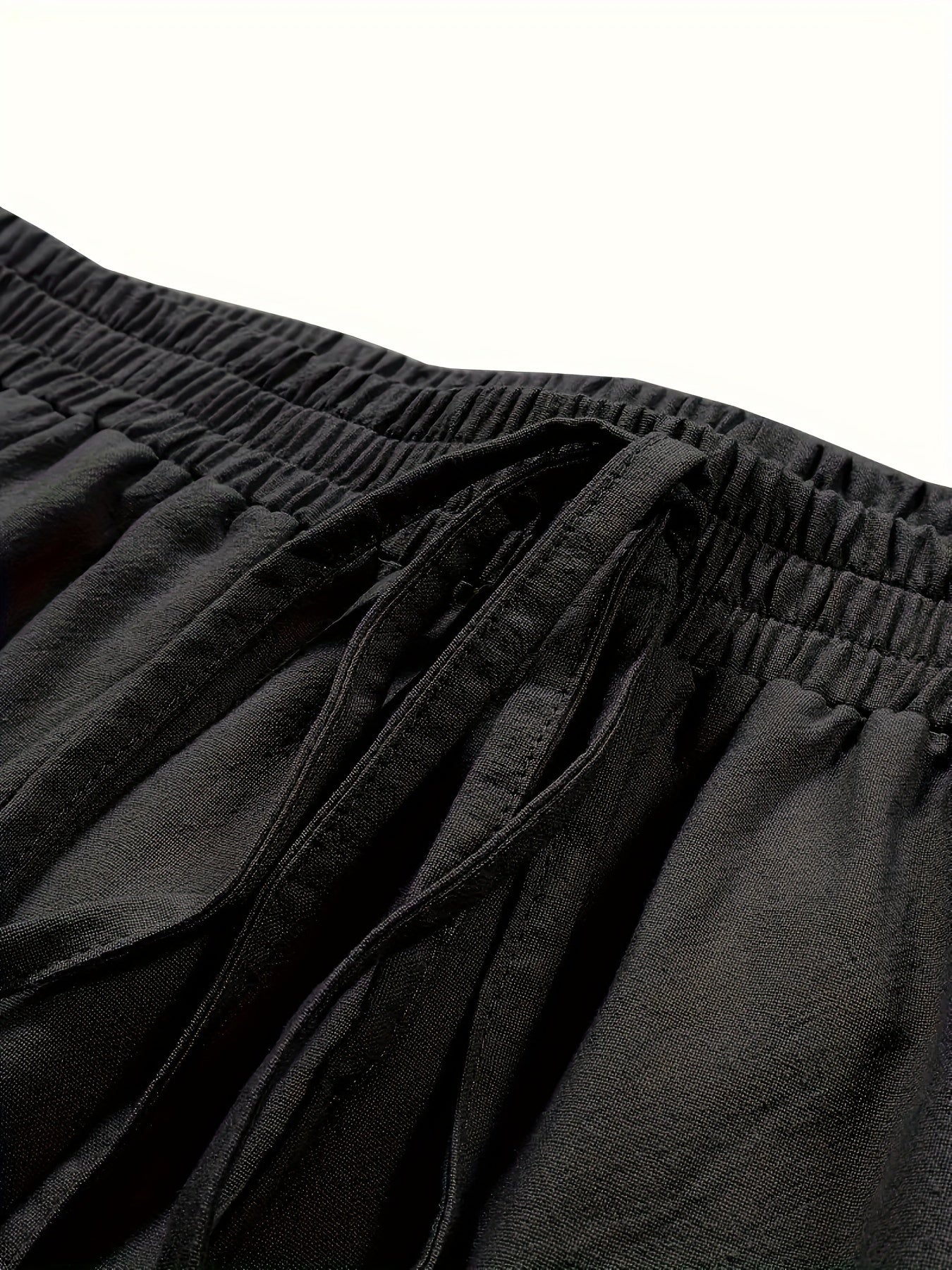  Solid Tie Front High Waist Harem Pants