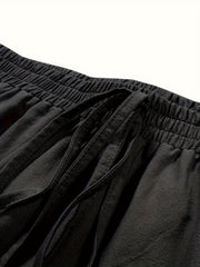  Solid Tie Front High Waist Harem Pants