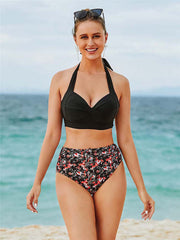 Halter High Waist Bikini Set Backless Swimwear